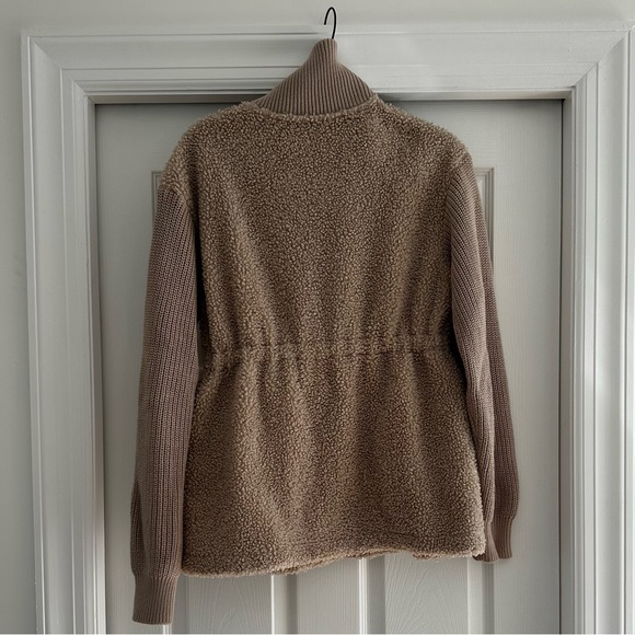 Varley Tan Teddy Jacket with Knit Sleeves - Picture 2 of 6